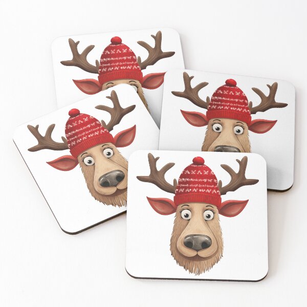 Item preview, Reindeer waring winter hat designed and sold by AIEngine.