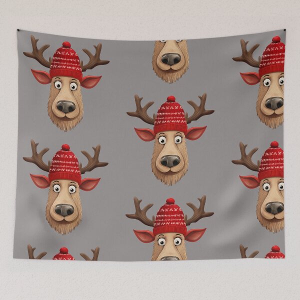 Item preview, Reindeer waring winter hat designed and sold by AIEngine.