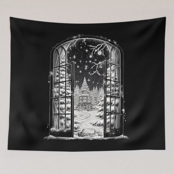 Item preview, Winter Night Scene Window Pictures for Chalk Marker designed and sold by AnnaMDesign.