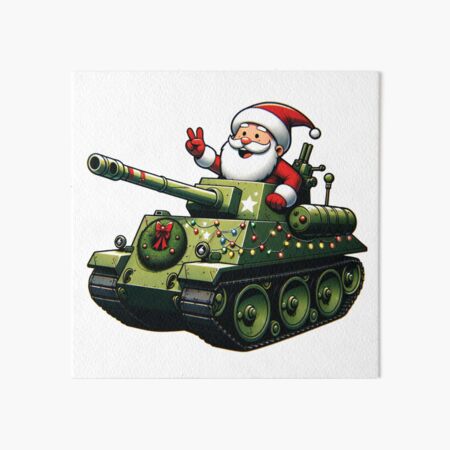 Item preview, Santa's Armored Holiday - Festive Tank-Riding Santa Claus Sticker Design designed and sold by AIARTIST1.