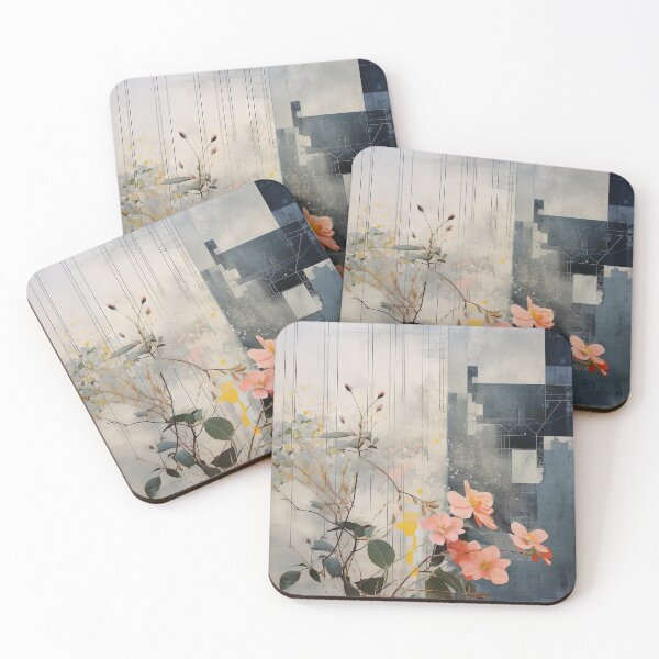 Item preview, Pastel Petals and Concrete Geometry - an Urban Botanic Abstraction designed and sold by Dazzling Studio Art.