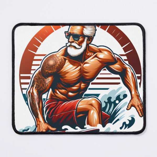Item preview, Silver Surfer's Swell: Tattooed and Toned Senior on the Waves designed and sold by AIARTIST1.