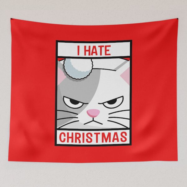 Item preview, I Hate Christmas, Cat version designed and sold by ThreadmyCanvas.