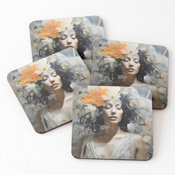 Item preview, Goddess with Pastel Petals and Concrete Geometry - an Urban Botanic Abstraction designed and sold by Dazzling Studio Art.