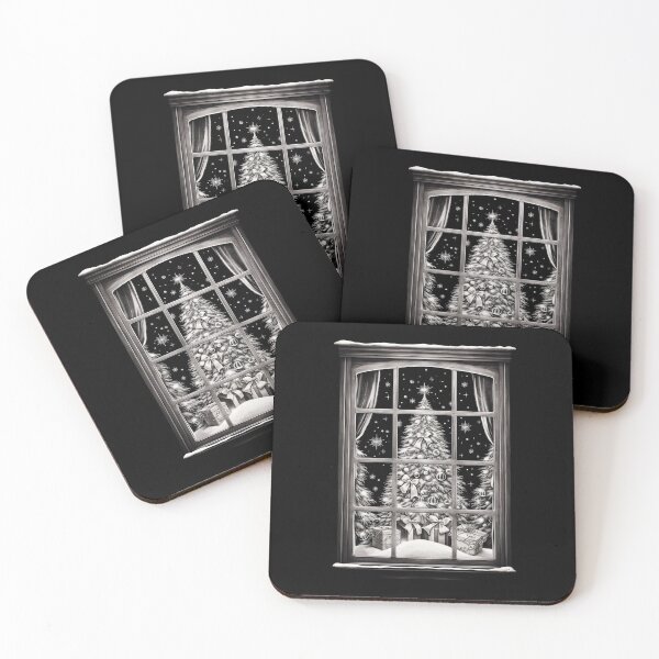 Item preview, Winter Night Christmas Scene Window Pictures for Chalk Marker designed and sold by AnnaMDesign.