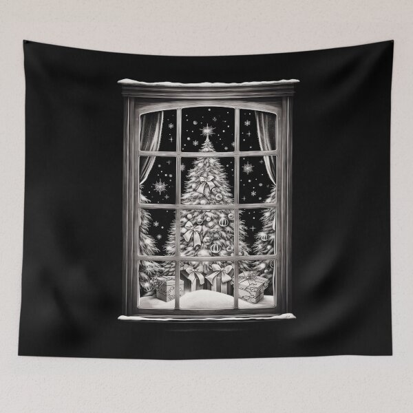 Item preview, Winter Night Christmas Scene Window Pictures for Chalk Marker designed and sold by AnnaMDesign.