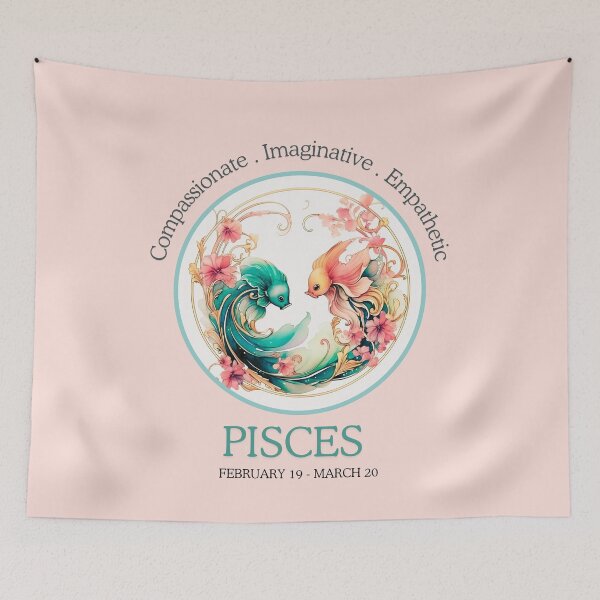Item preview,  Cute Funny Daily Horoscopes Pisces  zodiac- Horescope/SunSign Theme  on pink back ground designed and sold by CosmicNook1.
