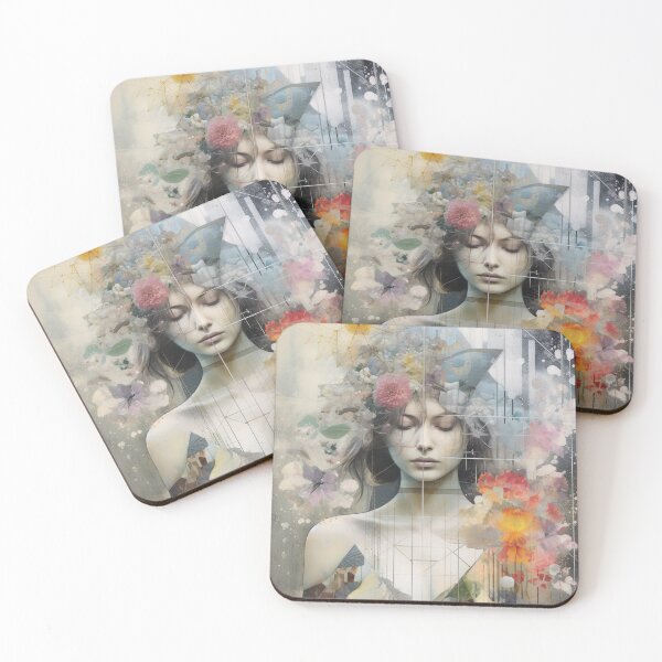 Item preview, Goddess with Pastel Petals and Concrete Geometry - an Urban Botanic Abstraction designed and sold by Dazzling Studio Art.