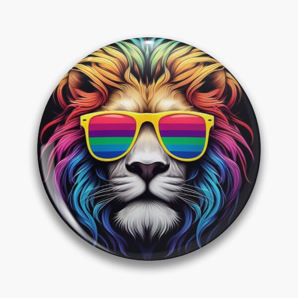 Item preview, Cool Lion with Rainbow Sunglasses and Manes designed and sold by Studio Pico.