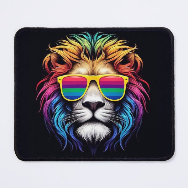 Item preview, Cool Lion with Rainbow Sunglasses and Manes designed and sold by Studio Pico.