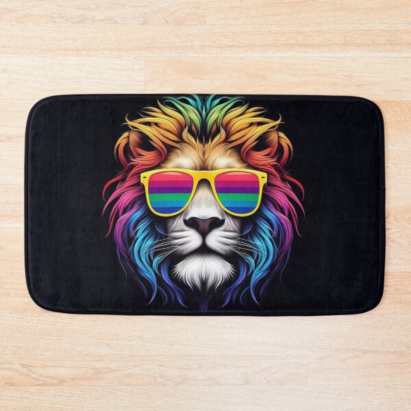 Item preview, Cool Lion with Rainbow Sunglasses and Manes designed and sold by Studio Pico.
