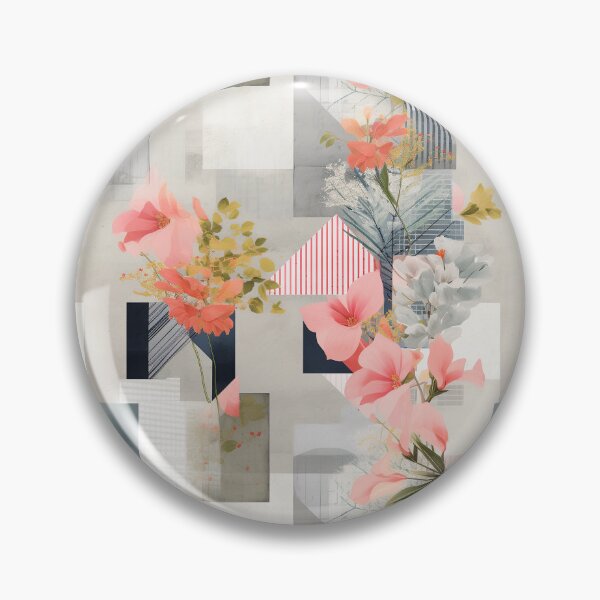 Item preview, Pastel Petals and Concrete Geometry - an Urban Botanic Abstraction Pattern designed and sold by Dazzling Studio Art.