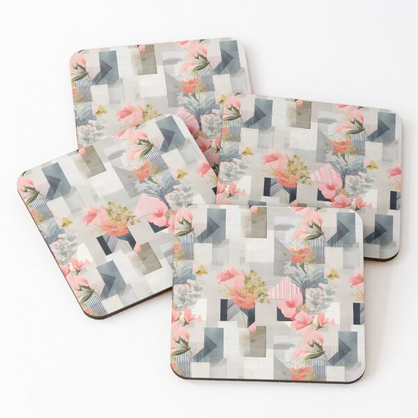 Item preview, Pastel Petals and Concrete Geometry - an Urban Botanic Abstraction Pattern designed and sold by Dazzling Studio Art.