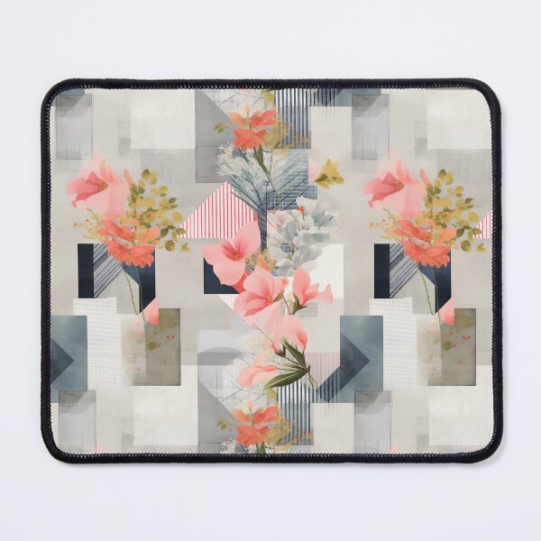 Item preview, Pastel Petals and Concrete Geometry - an Urban Botanic Abstraction Pattern designed and sold by Dazzling Studio Art.