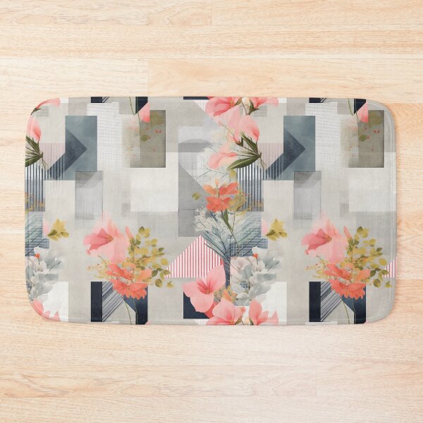 Item preview, Pastel Petals and Concrete Geometry - an Urban Botanic Abstraction Pattern designed and sold by Dazzling Studio Art.