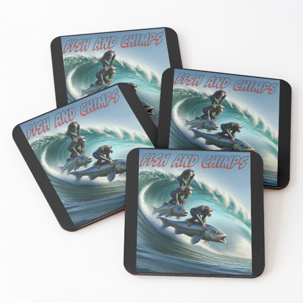 Item preview, Fish and Chimps - Surfing chimps designed and sold by Matthew Kinnersly.