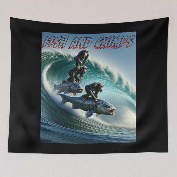 Item preview, Fish and Chimps - Surfing chimps designed and sold by Matthew Kinnersly.