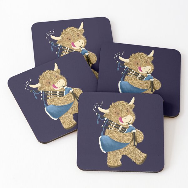 Item preview, Wee Hamish The Happy Scottish Highland Cow Playing Bagpipes designed and sold by brodyquixote.