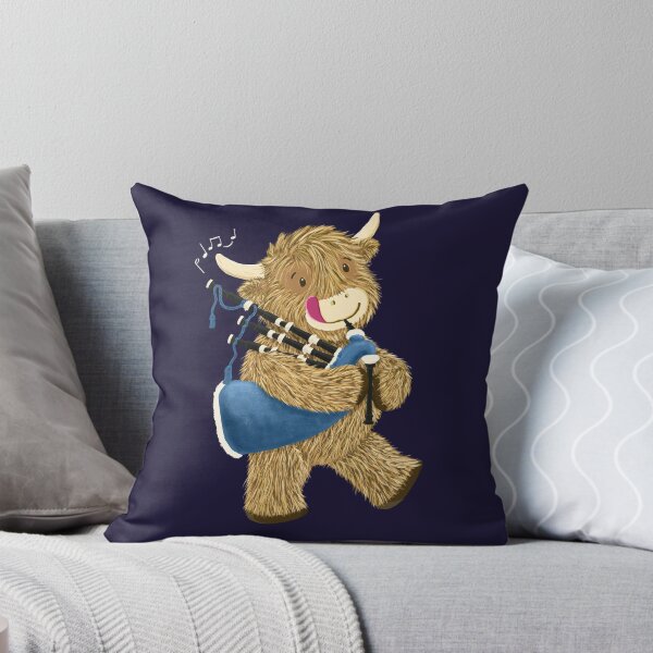 Item preview, Wee Hamish The Happy Scottish Highland Cow Playing Bagpipes designed and sold by brodyquixote.