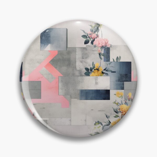 Item preview, Pastel Petals and Concrete Geometry - an Urban Botanic Abstraction Pattern designed and sold by Dazzling Studio Art.