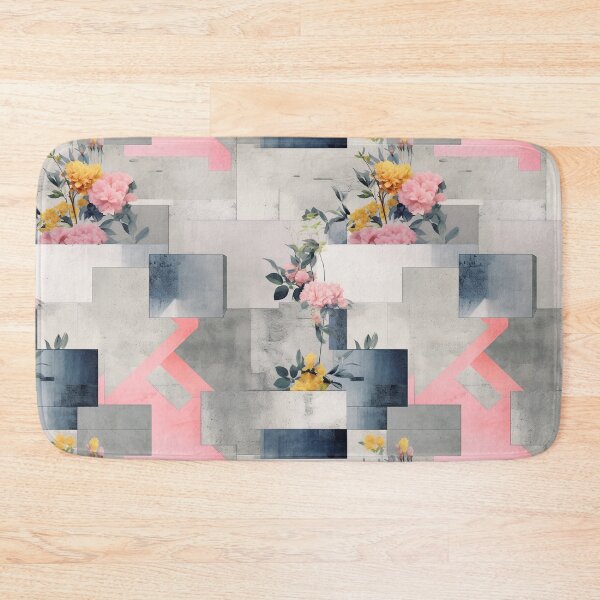 Item preview, Pastel Petals and Concrete Geometry - an Urban Botanic Abstraction Pattern designed and sold by Dazzling Studio Art.