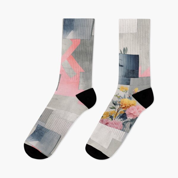 Item preview, Pastel Petals and Concrete Geometry - an Urban Botanic Abstraction Pattern designed and sold by Dazzling Studio Art.