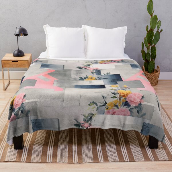 Item preview, Pastel Petals and Concrete Geometry - an Urban Botanic Abstraction Pattern designed and sold by Dazzling Studio Art.