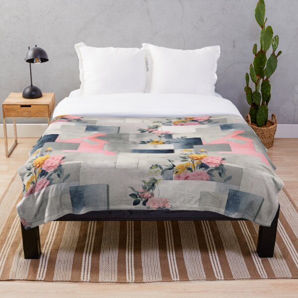 Item preview, Pastel Petals and Concrete Geometry - an Urban Botanic Abstraction Pattern designed and sold by Dazzling Studio Art.