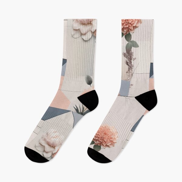 Item preview, Pastel Petals and Concrete Geometry - an Urban Botanic Abstraction Pattern designed and sold by Dazzling Studio Art.
