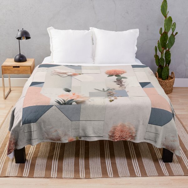 Item preview, Pastel Petals and Concrete Geometry - an Urban Botanic Abstraction Pattern designed and sold by Dazzling Studio Art.