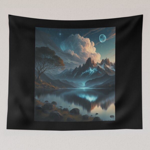 Item preview, Misty moutain, lake, tree designed and sold by Yarnith.