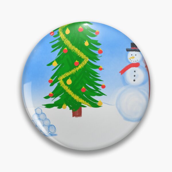 Item preview, Snowman in the forest with decorated tree with snowballs designed and sold by JuliasArtWorld.