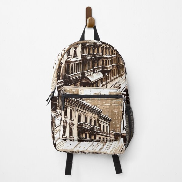 Item preview, Winter Balcony Above City Street designed and sold by PictorialWhimsy.