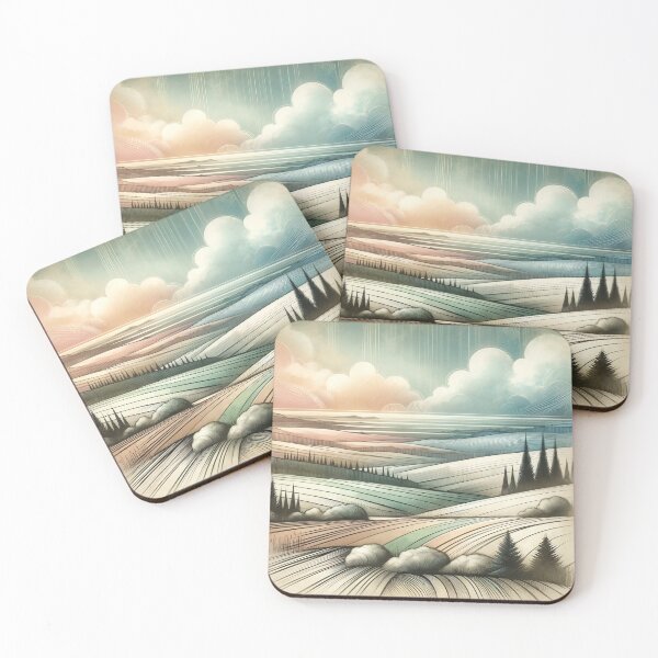 Item preview, Whimsical Pastel Dreamscape of Rolling Hills designed and sold by PictorialWhimsy.