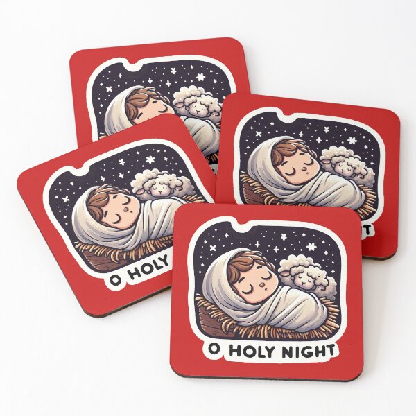 Item preview, O Holy Night Baby Jesus Sleeping in the Manger with Sheep designed and sold by plushism.