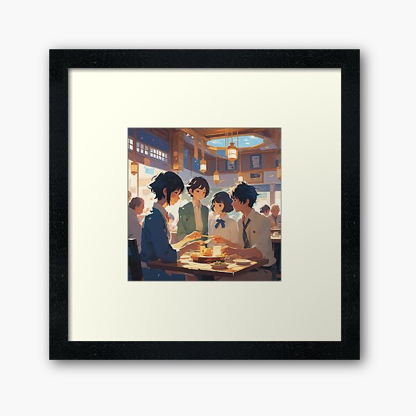 Studenten im Restaurant Gerahmter Kunstdruck