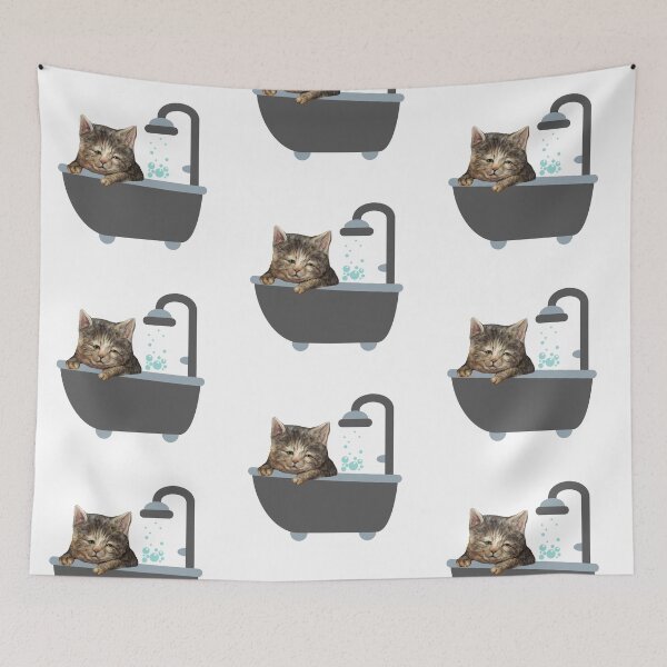 Item preview, Bath Cat: A Funny and Cute Lazy Cat Design designed and sold by GorinART.