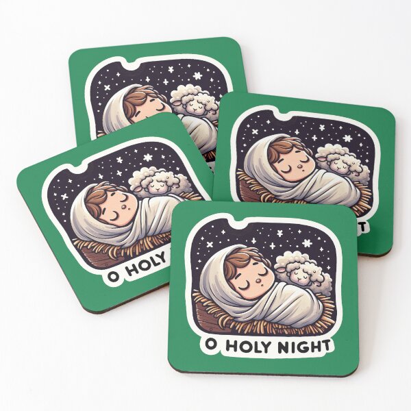Item preview, O Holy Night Baby Jesus Sleeping in the Manger with Sheep designed and sold by plushism.