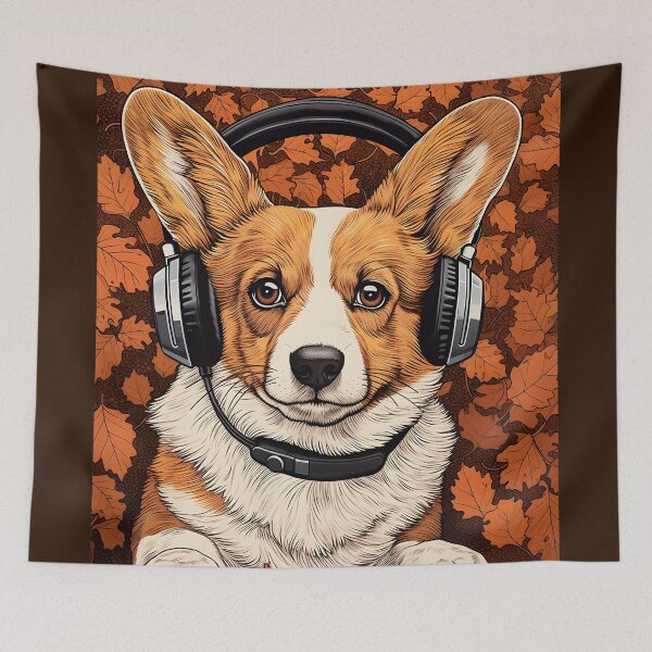 Item preview, Corgi in Headphones Funny Corgi Dog Lover Autumn Gift designed and sold by SecretDicer.