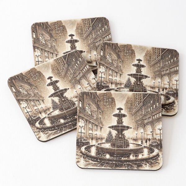 Item preview, Twilight Serenity at the Urban Fountain designed and sold by PictorialWhimsy.