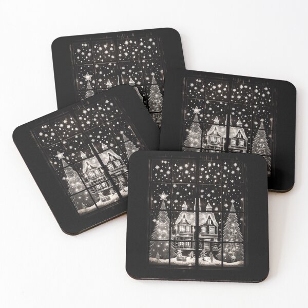 Item preview, Winter Night Scene Window Pictures for Chalk Marker designed and sold by AnnaMDesign.