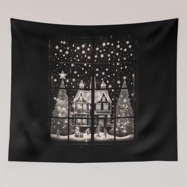 Item preview, Winter Night Scene Window Pictures for Chalk Marker designed and sold by AnnaMDesign.