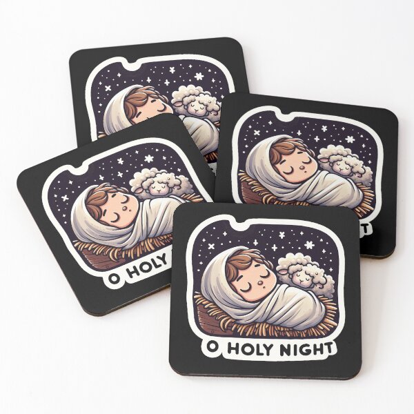 Item preview, O Holy Night Baby Jesus Sleeping in the Manger with Sheep designed and sold by plushism.