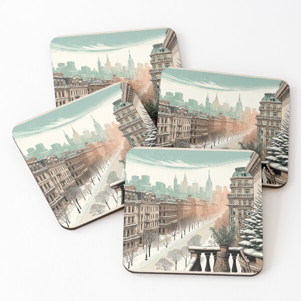 Item preview, Snowy Balcony View Over Urban Splendor designed and sold by PictorialWhimsy.