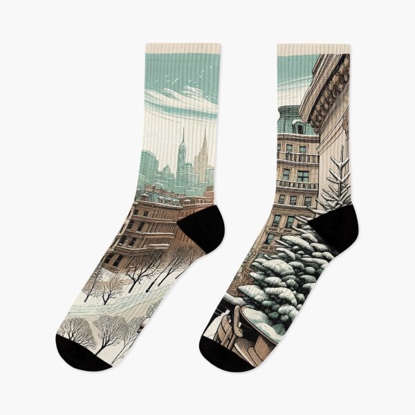 Item preview, Snowy Balcony View Over Urban Splendor designed and sold by PictorialWhimsy.
