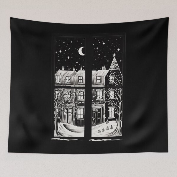 Item preview, Winter Night Scene Window Pictures for Chalk Marker designed and sold by AnnaMDesign.
