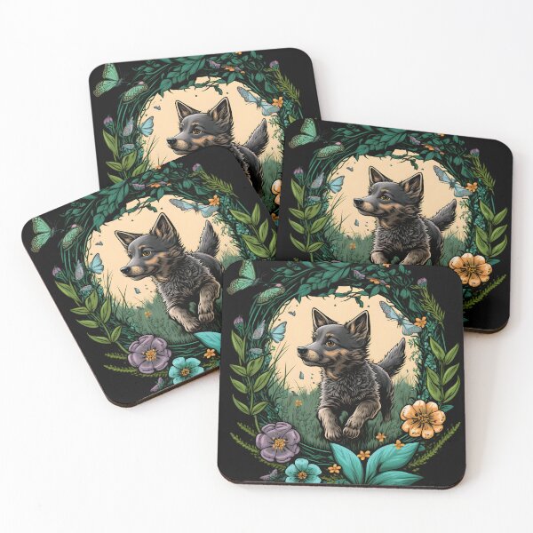 Item preview, dog playing on a flower meadow framed design designed and sold by EternalDelight1.