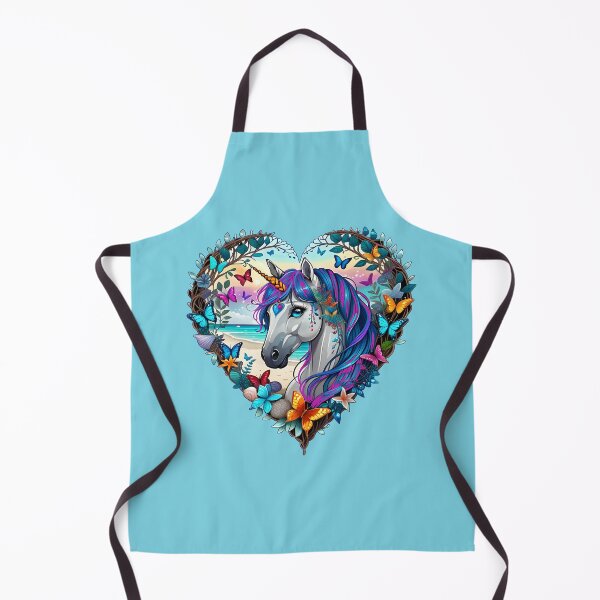Item preview, Unicorn with Blue and Purple Hair at the Beach in a Heart Shape designed and sold by Beachy.
