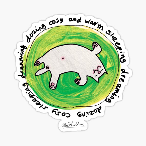 Sleeping Cat on a Green Cushion Sticker