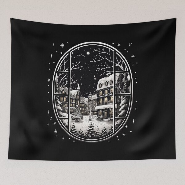 Item preview, Winter Night Scene Window Pictures for Chalk Marker designed and sold by AnnaMDesign.